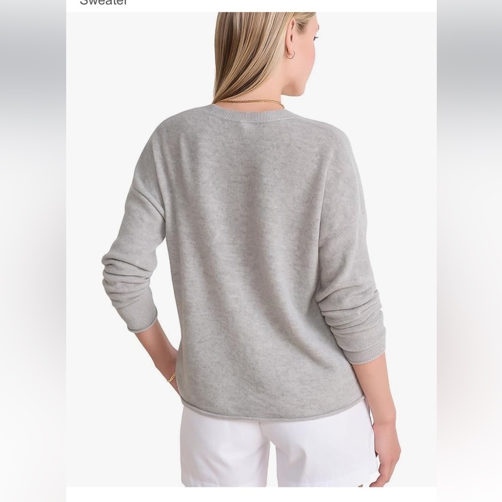 Vineyard Vines Light Gray Cashmere Women's Sweater sz XL - Picture 6 of 6